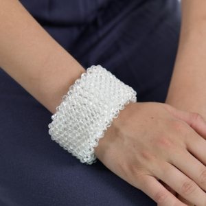 Eccentric Crystal Cuff ✧ Hand-crocheted Czech crystals in avant-garde design. Hypoallergenic art piece. Customizable.