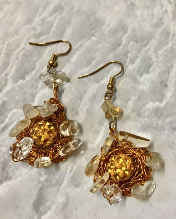 Bird Nest Gemstone Earrings - Image 2