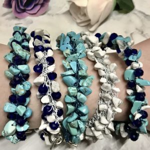 Hues and White Gemstone Bracelet Stack