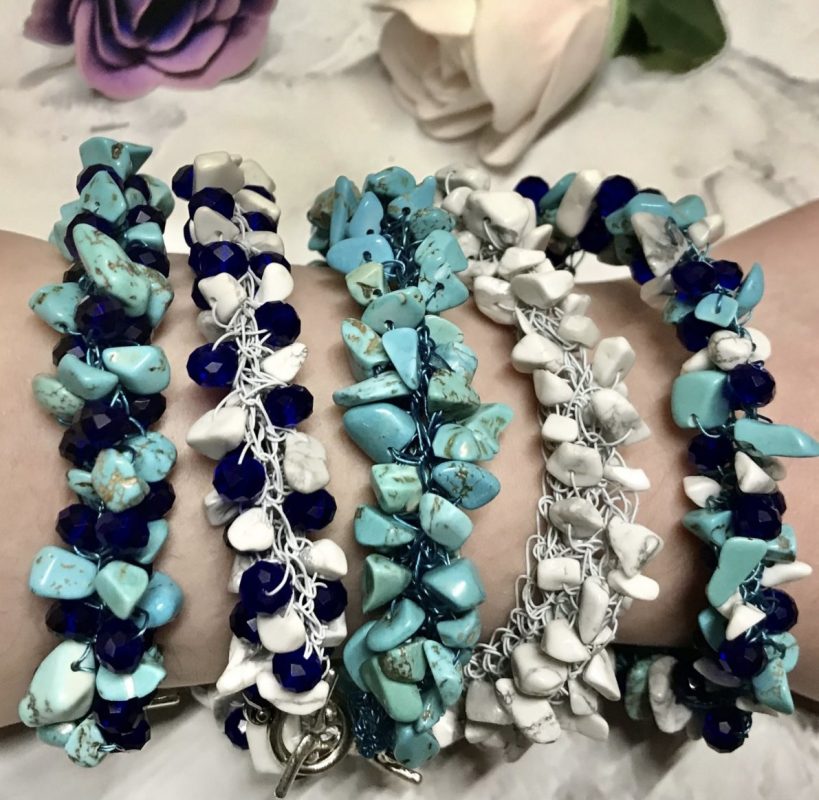 Hues and White Gemstone Bracelet Stack