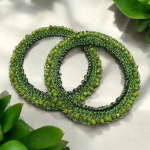 Double Bohemian Bangle Set ✨ Hand-crocheted fire-polished crystals on stainless steel. Hypoallergenic luxury with dazzling sparkle.