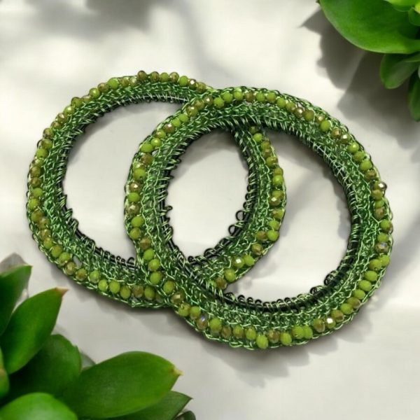 Double Bohemian Bangle Set ✨ Hand-crocheted fire-polished crystals on stainless steel. Hypoallergenic luxury with dazzling sparkle.