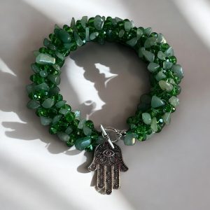 Gemstone and Crystal Hamza Bracelet – Protective Elegance by Sarah Valley