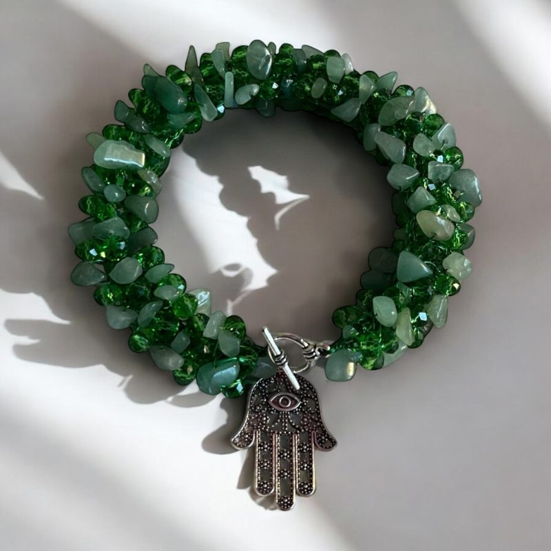 Gemstone and Crystal Hamza Bracelet – Protective Elegance by Sarah Valley