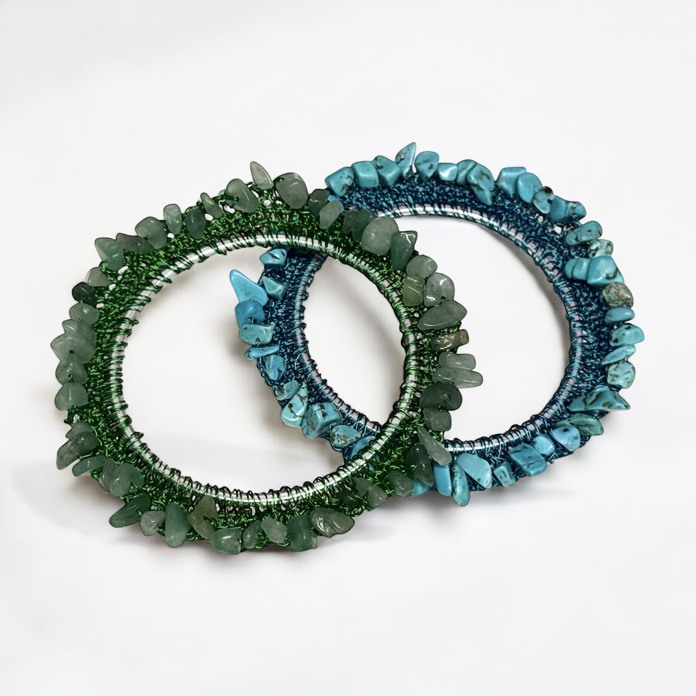Gemstone Double Bangle Set