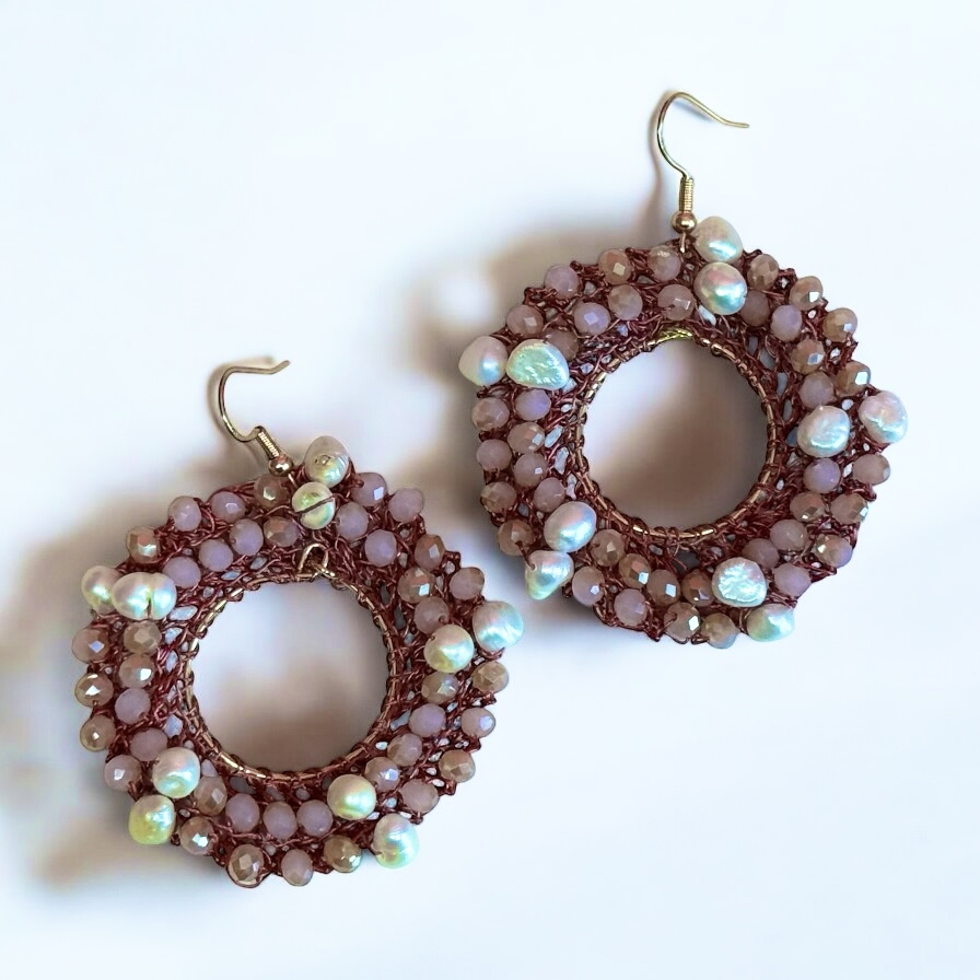 Mandala Bohemian and Pearl Earrings - Image 2