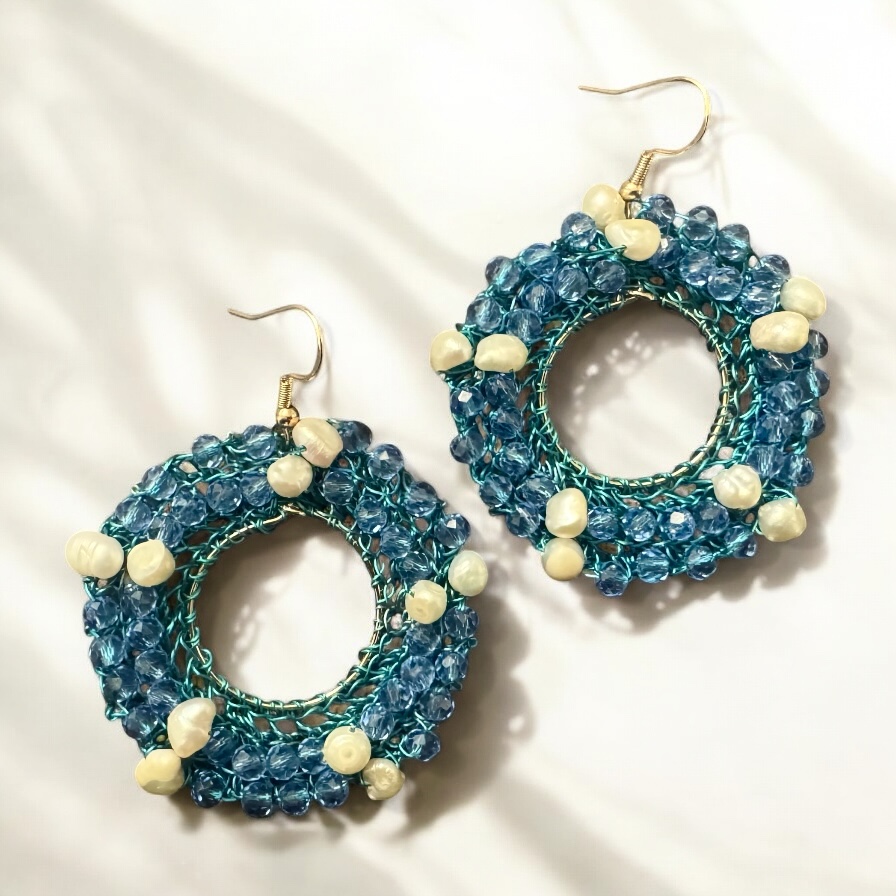 Mandala Bohemian and Pearl Earrings - Image 3