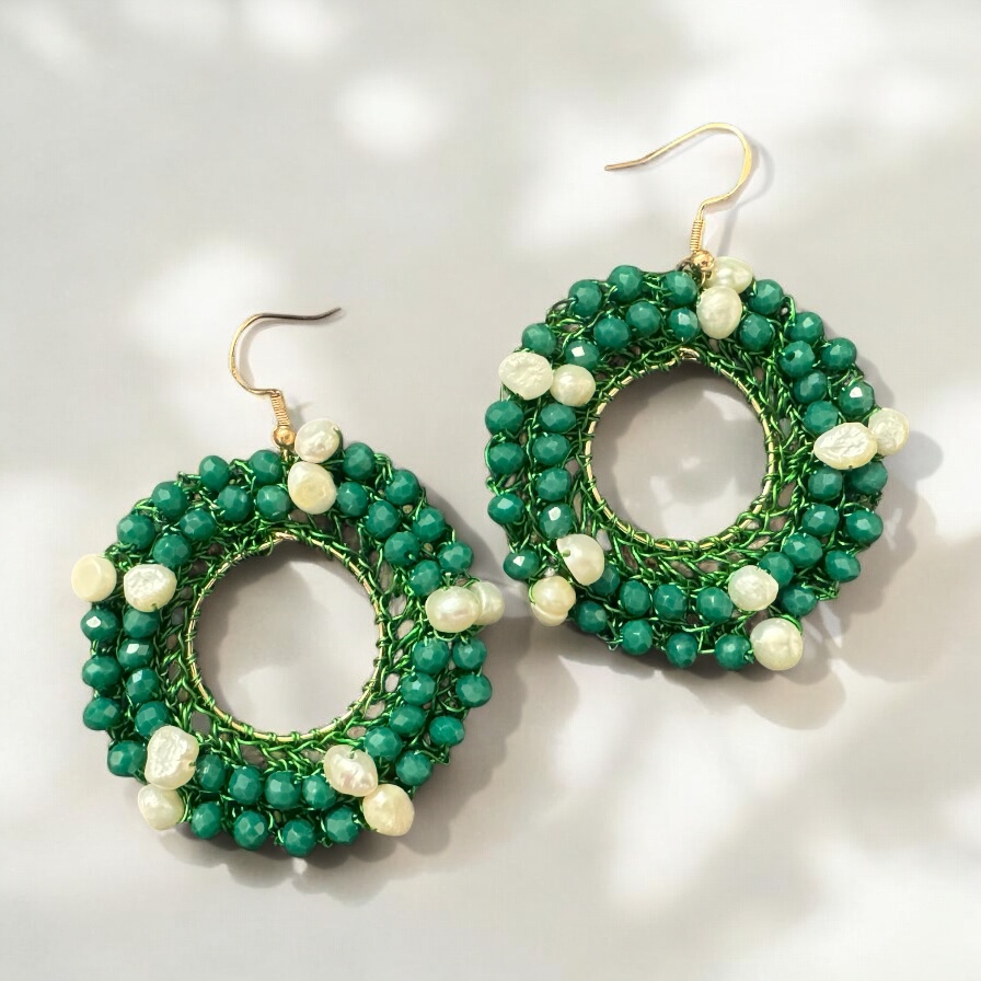 Mandala Bohemian and Pearl Earrings - Image 4