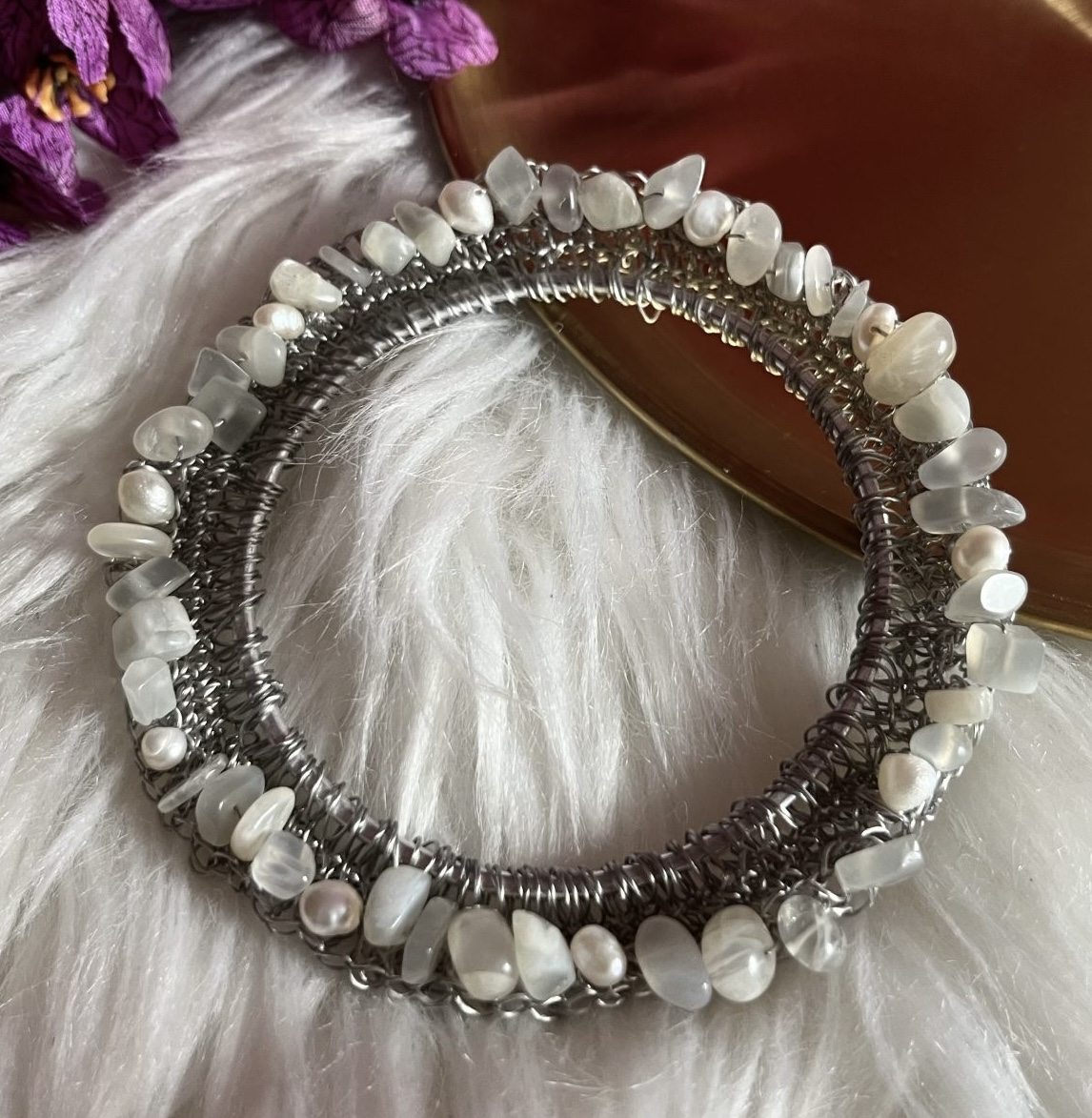 Gemstone and Pearl Bangle - Image 2