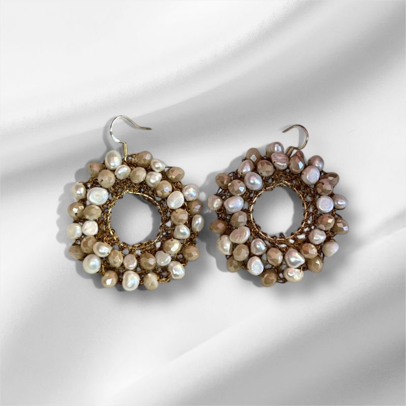 The Divine Mandala Earrings blend fire-polished Czech crystals and AA pearls in a lightweight, hypoallergenic design (5cm x 5cm). Ideal for gifting or self-pampering. A radiant bohemian statement.