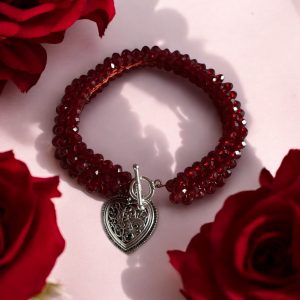 Hand Crafted Bohemian Crystal Heart Bracelet