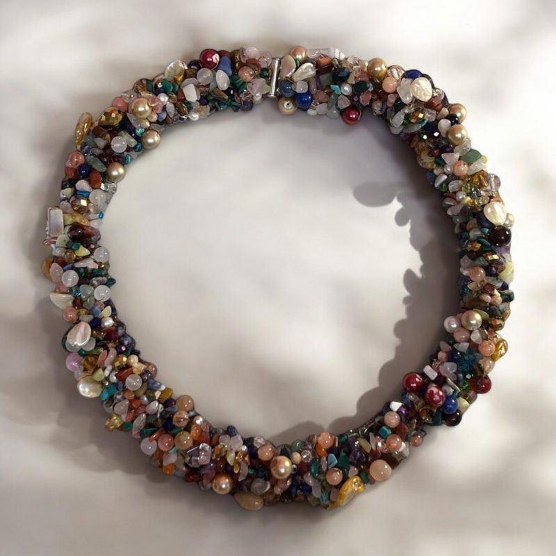 Chunky necklace for women: hand-crocheted artisan statement jewelry
