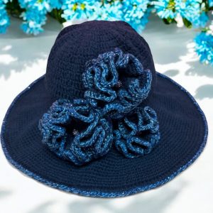 Medium Brim Italian Cotton Trio Flower Hat – Bohemian Elegance by Sarah Valley