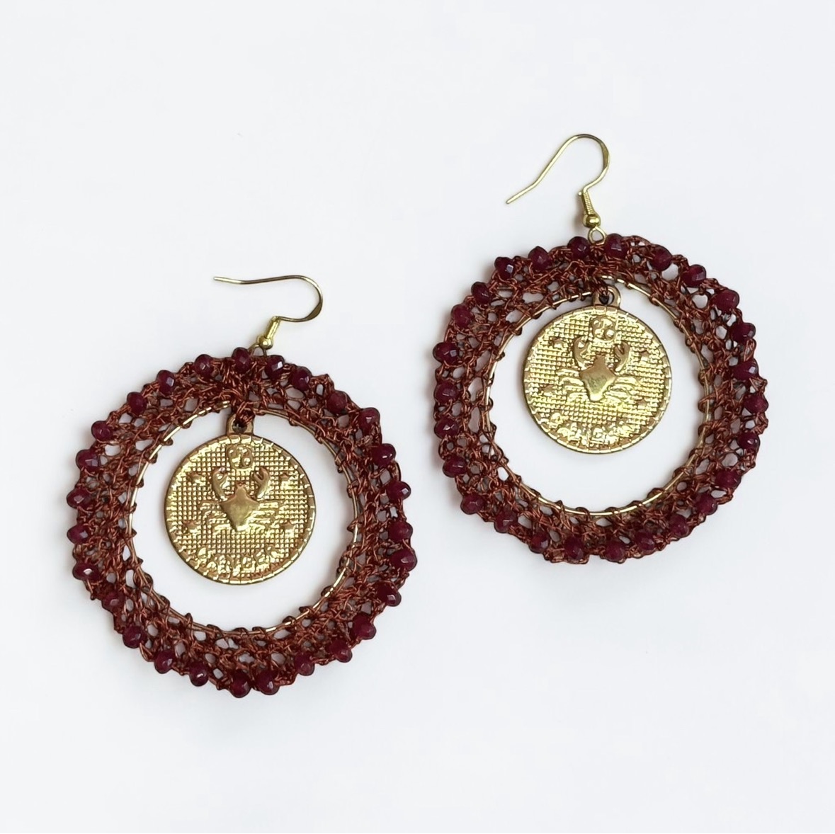 Ruby Earrings with Cancer Charm | July Birthstone Earrings - Image 2