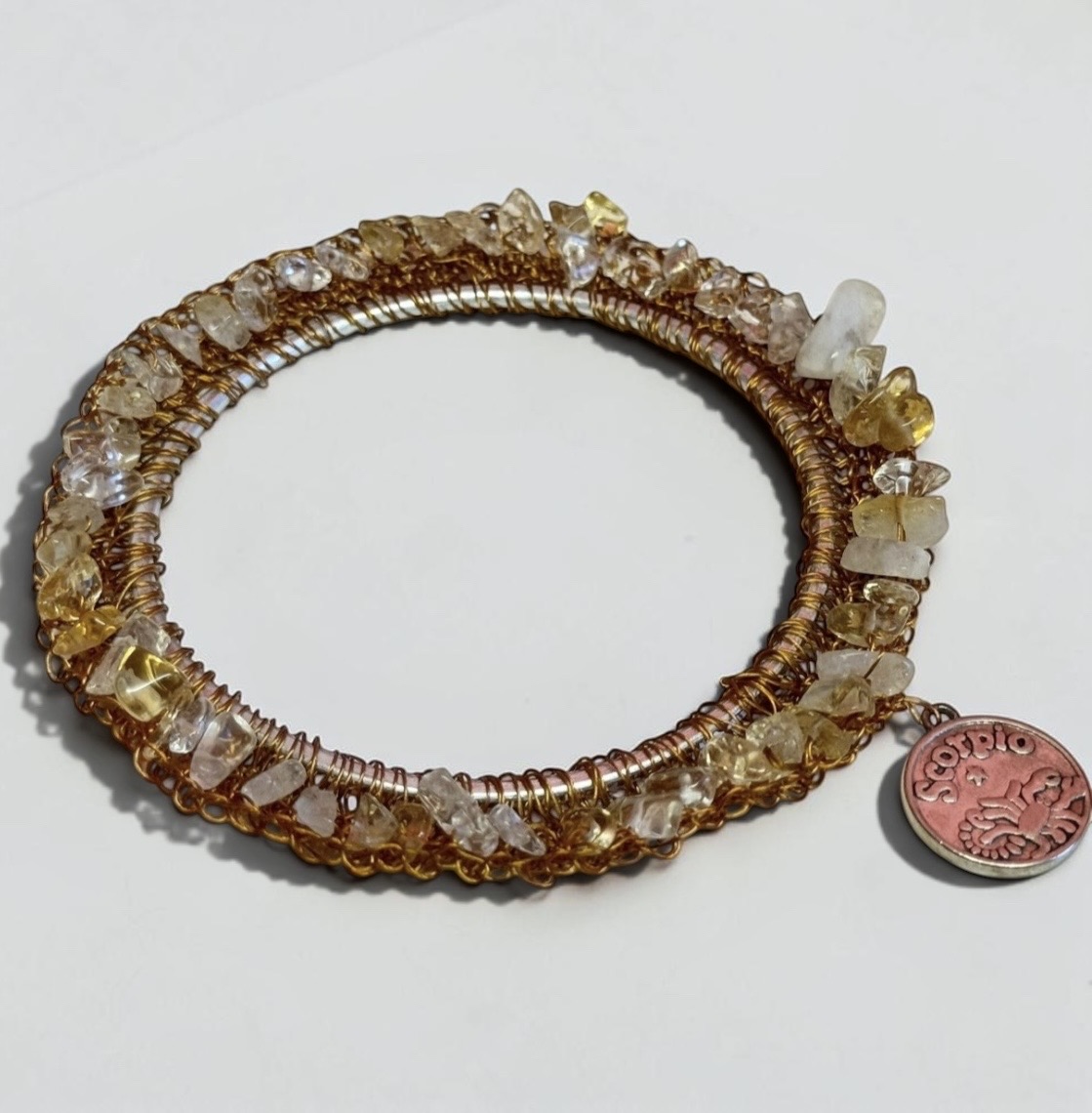 Sparkling Citrine Stone Bangle with Scorpio Charm | Birthstone Jewellery - Image 2