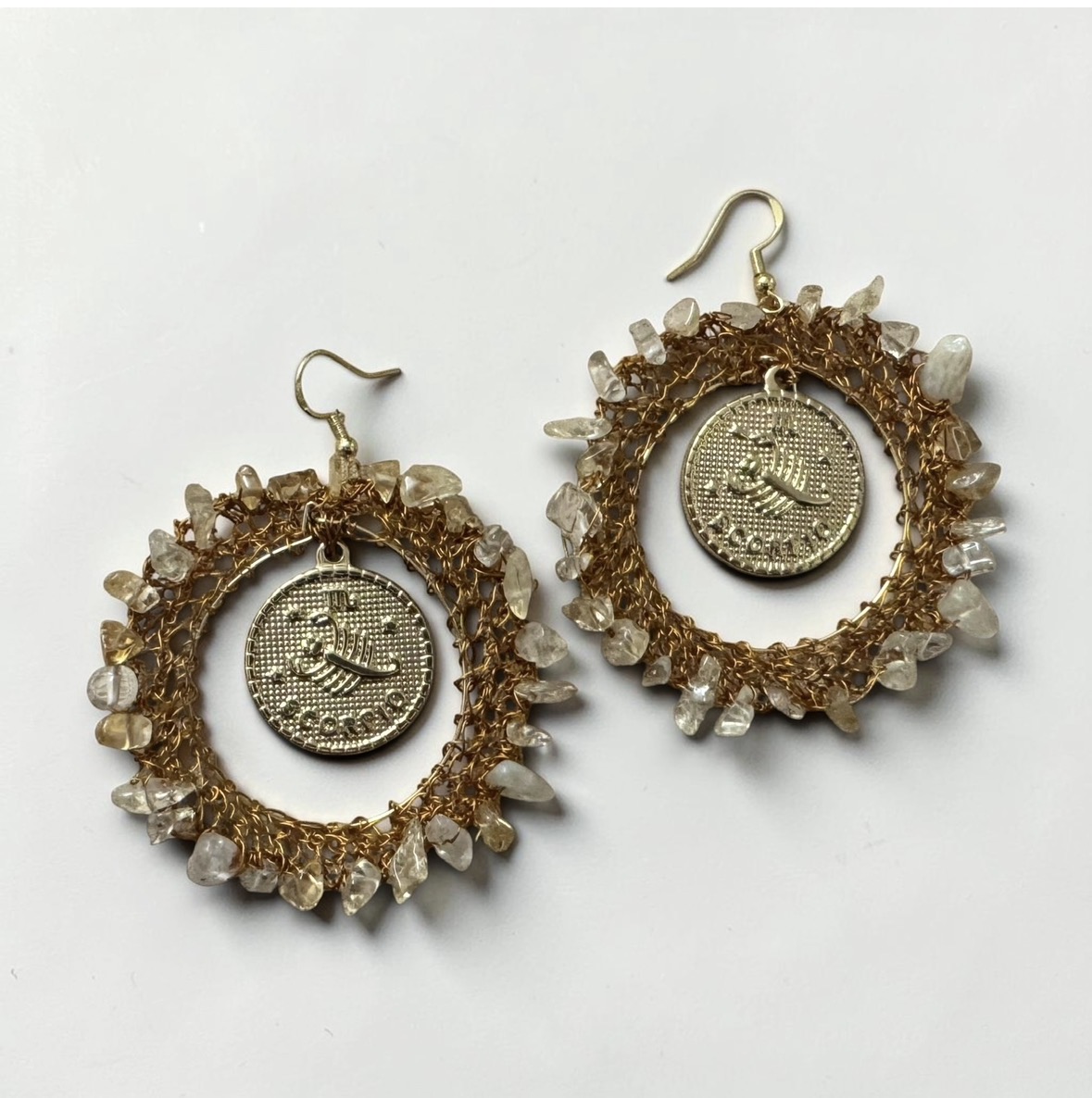 Citrine Earrings with Scorpio Charm | November Birthstone Earrings - Image 2
