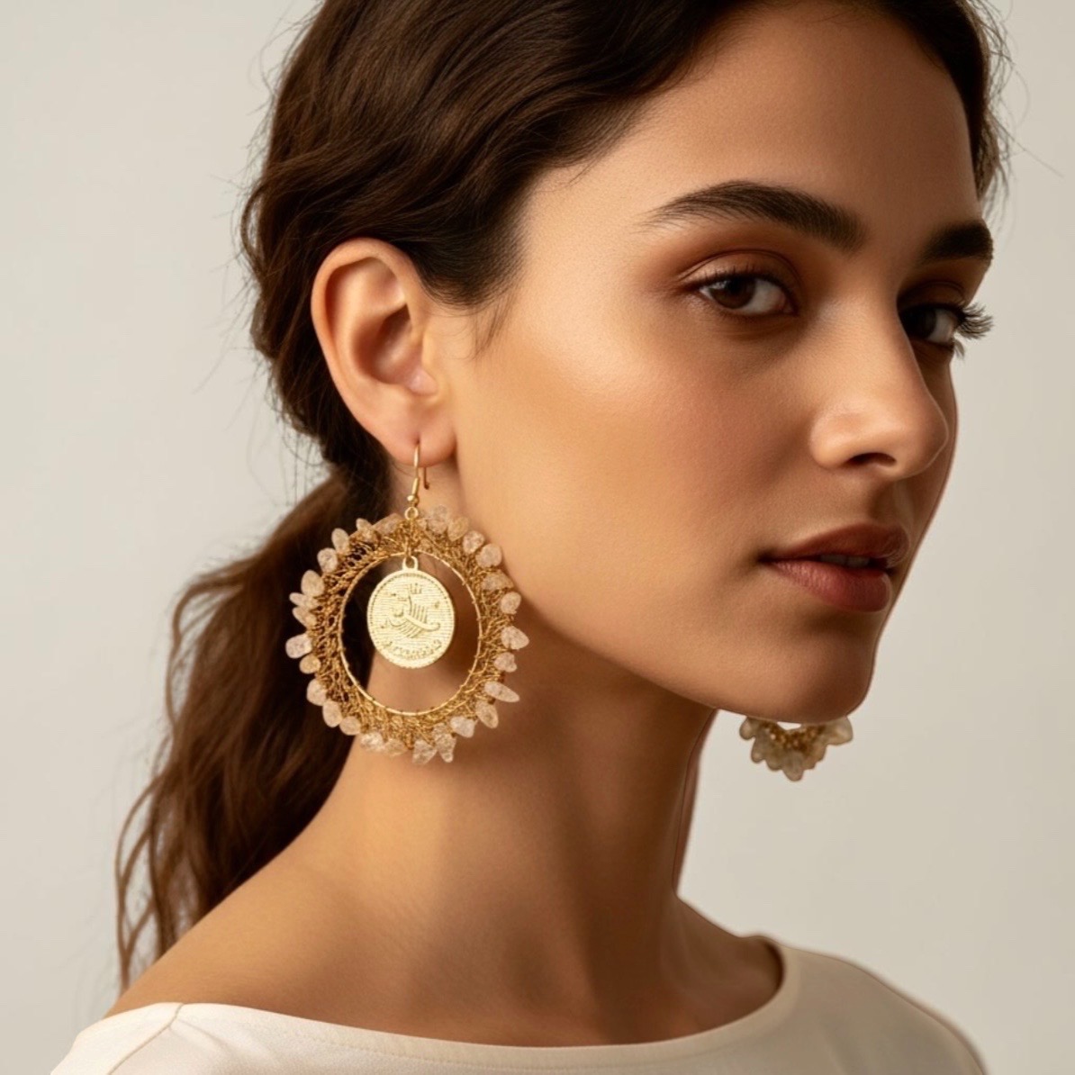 Citrine earrings with Scorpio charm pendant, November birthstone earrings, handmade in England