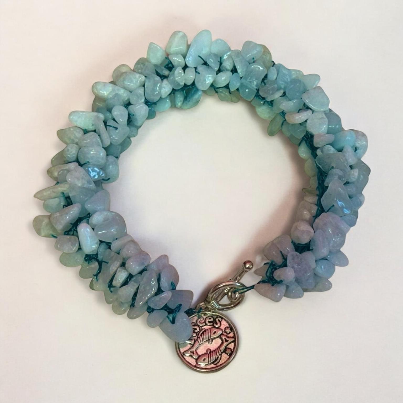 Aquamarine Bracelet with Pisces Charm | March Birthstone - Image 2